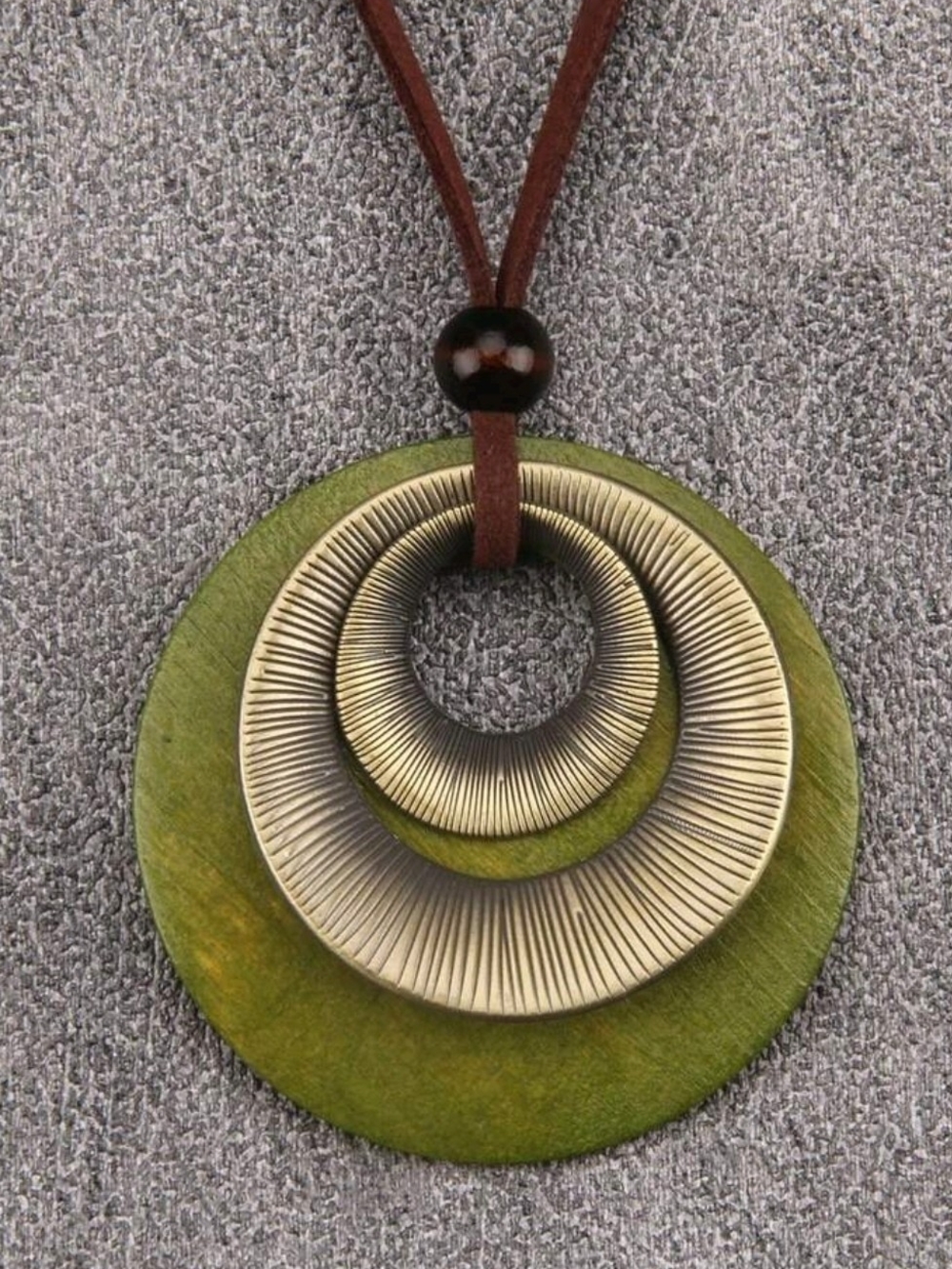 Green Layered Circle Pendant Necklace - Women's Jewelry